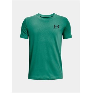 Zelené klučičí sportovní tričko Under Armour UA SPORTSTYLE LEFT CHEST SS