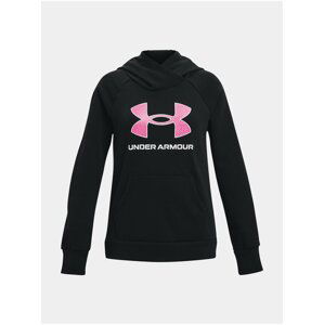 Růžovo-černá holčičí sportovní mikina Under Armour Rival Fleece BL Hoodie