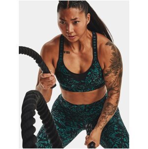 Zeleno-černá dámská vzorovaná sportovní podprsenka Under Armour UA Infinity High Print Bra