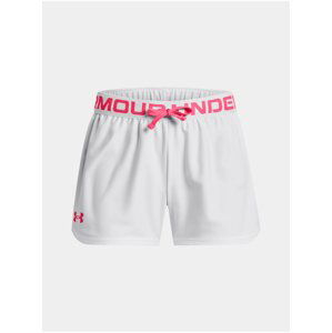 Růžovo-bílé holčičí sportovní kraťasy Under Armour Play Up Solid Shorts