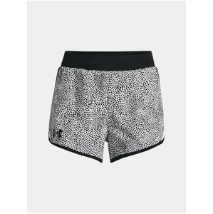 Bílo-černé holčičí vzorované sportovní kraťasy Under Armour UA Fly By Printed Short