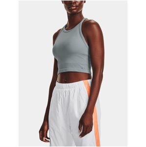 Světle modrý dámský sportovní crop top Under Armour Rush Seamless