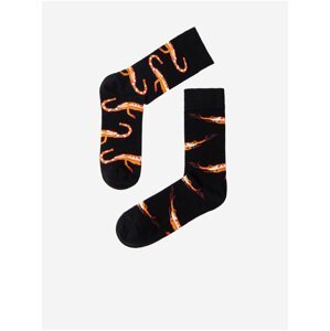 Oranžovo-černé pánské vzorované ponožky Ombre Clothing