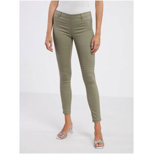 Khaki dámské slim fit kalhoty CAMAIEU