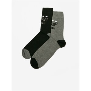 Sada dvou párů pánských ponožek v šedé a černé barvě Replay