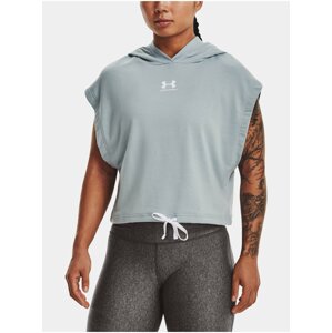 Světle modrá dámská mikina s krátkým rukávem Under Armour UA Rival Terry SS Hoodie