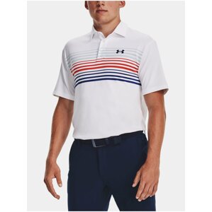 Bílé pánské pruhované sportovní polo tričko Under Armour UA Playoff Polo 2.0