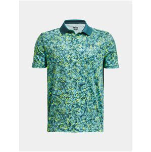 Zelené klučičí vzorované sportovní polo tričko Under Armour UA Perf Floral Speckle Polo