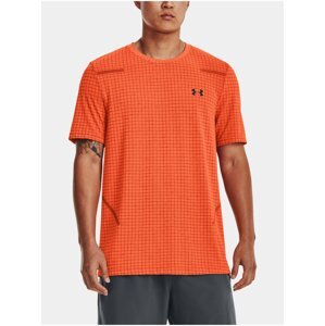 Oranžové pánské vzorované sportovní tričko Under Armour UA Seamless Grid