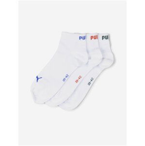 Sada tří párů ponožek v bílé barvě Puma Quarter Plain