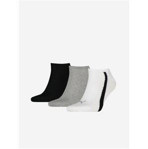 Sada tří párů ponožek v černé, bílé a světle šedé barvě Puma Lifestyle