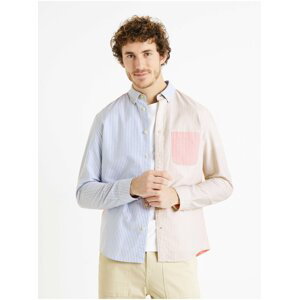 Růžovo-modrá pánská pruhovaná košile Celio Dablock