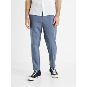 Modré pánské lněné kalhoty Celio Dolinco