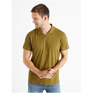 Khaki pánské basic polo tričko Celio Deolive