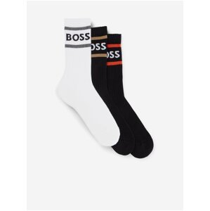 Sada tří párů pánských ponožek v černé a bílé barvě Hugo Boss