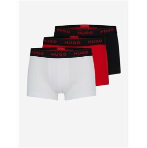 Sada tří pánských boxerek v červené, černé a bílé barvě Hugo Boss