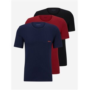 Sada tří pánských triček v červené, černé a modré barvě Hugo Boss