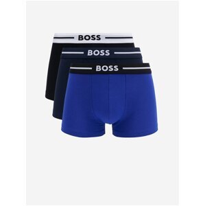 Sada tří pánských boxerek v modré a černé barvě BOSS