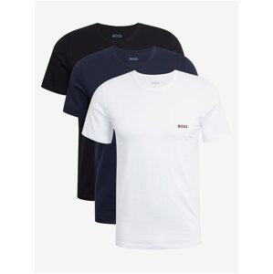 Sada tří pánských triček v bílé, černé a modré barvě BOSS
