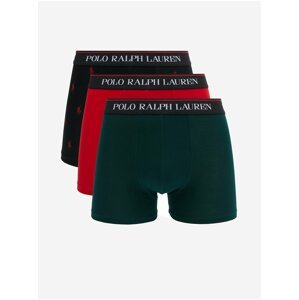 Sada tří pánských boxerek v černé, červené a zelené barvě Ralph Lauren
