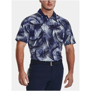 Tmavě modré pánské vzorované sportovní polo tričko Under Armour UA Iso-Chill Grphc Palm Polo