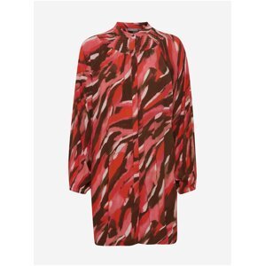 Hnědo-červené dámské vzorované šaty Fransa