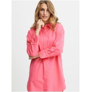 Růžová dámská košile s příměsí lnu Fransa