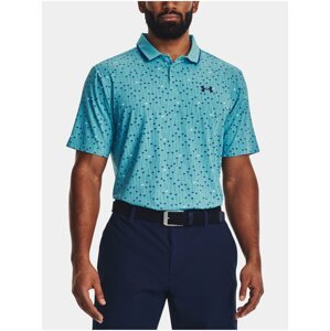 Světle modré pánské vzorované sportovní polo tričko Under Armour Edge