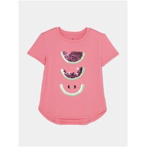 Růžové holčičí tričko s flitry GAP