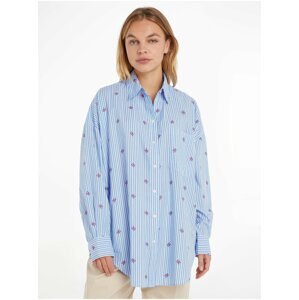 Modrá dámská pruhovaná oversize košile Tommy Hilfiger