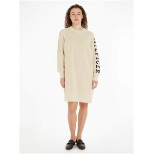 Béžové dámské svetrové šaty Tommy Hilfiger