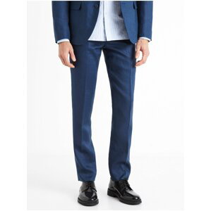 Tmavě modré pánské lněné kalhoty Celio Bohot2