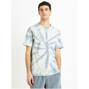 Bílo-modré pánské vzorované tričko Celio Deswirl