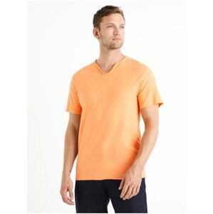 Oranžové pánské basic tričko  Celio Betunis