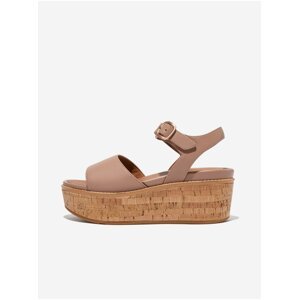 Béžové dámské kožené sandály na platformě FitFlop Eloise