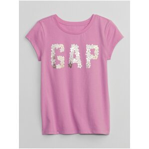 Růžové holčičí tričko s flitry Gap