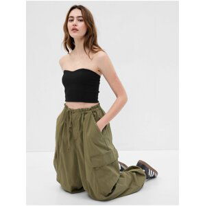 Černý dámský crop top bez ramínek GAP