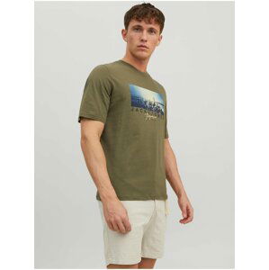 Khaki pánské tričko Jack & Jones Splash