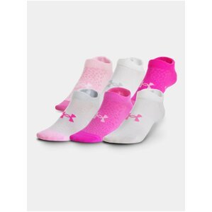 Sada šesti párů dámských ponožek v bílé, růžové a tmavě růžové barvě Under Armour UA Yth Essential No Show 6pk