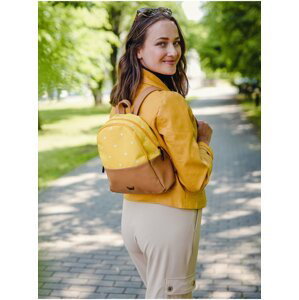 Žluto-hnědý dámský puntíkovaný batoh VUCH Zane mini Pando