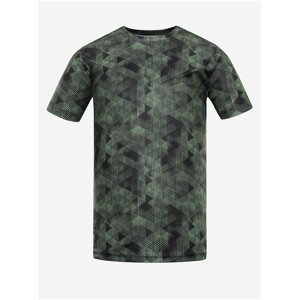 Zeleno-černé pánské vzorované funkční tričko ALPINE PRO QUATR