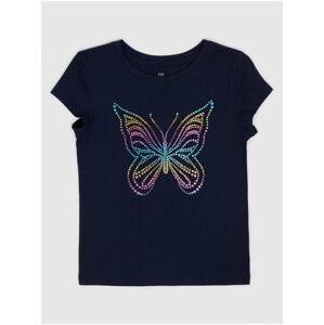 Tmavě modré holčičí tričko s motivem motýla GAP