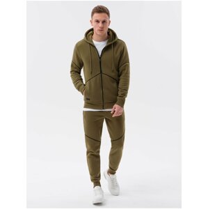 Sada pánské mikiny a tepláků v khaki barvě Ombre Clothing