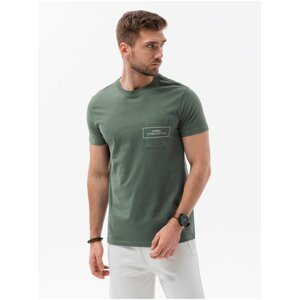 Tmavě zelené pánské tričko Ombre Clothing