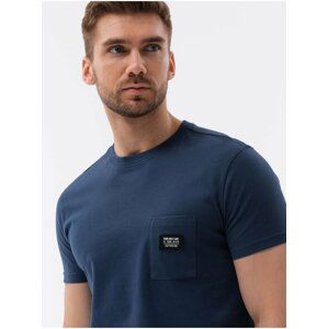 Tmavě modré pánské tričko s kapsičkou Ombre Clothing