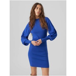 Modré dámské svetrové šaty VERO MODA Hollykarispuff