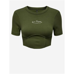 Khaki dámský crop top ONLY Lola