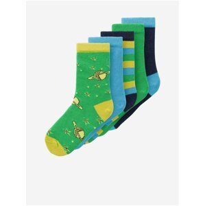 Sada pěti párů dětských ponožek v modré a zelené barvě name it Vagn