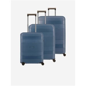 Sada tří cestovních kufrů v tmavě modré barvě Travelite Korfu S,M,L