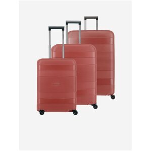Sada tří cestovních kufrů v červené barvě Travelite Korfu S,M,L